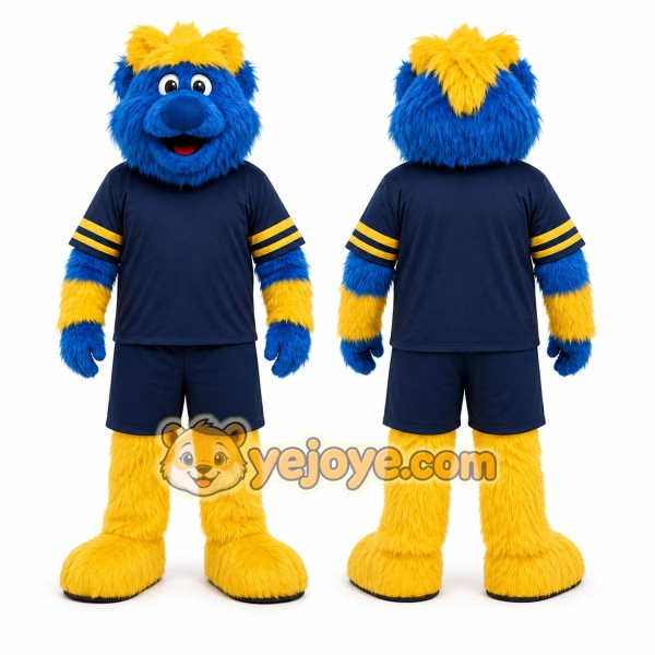 Blue Furry Creature Mascot Costume for Sports Events