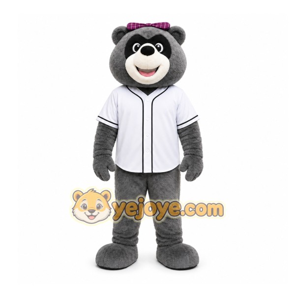 Gray Bear Mascot Costume for Sports Events
