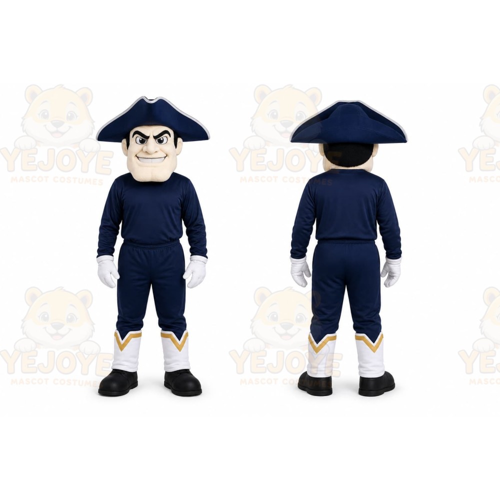Navy Colonial Man Mascot Costume for School Events