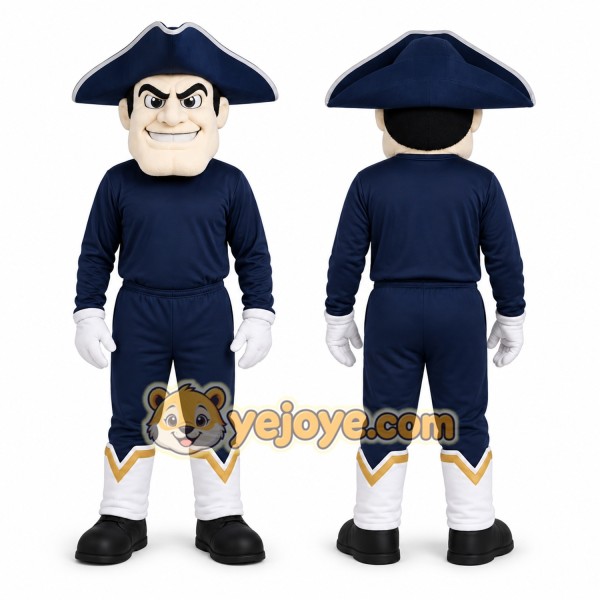 Navy Colonial Man Mascot Costume for School Events