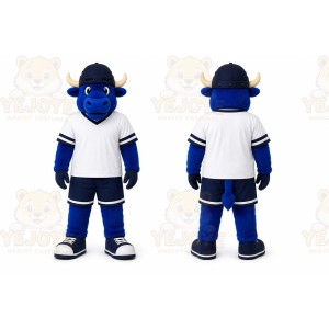Blue Bull Mascot Costume for Sports Events