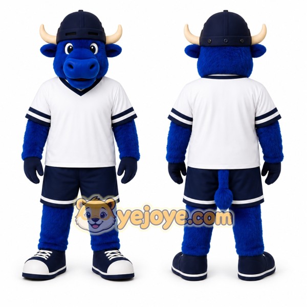Blue Bull Mascot Costume for Sports Events