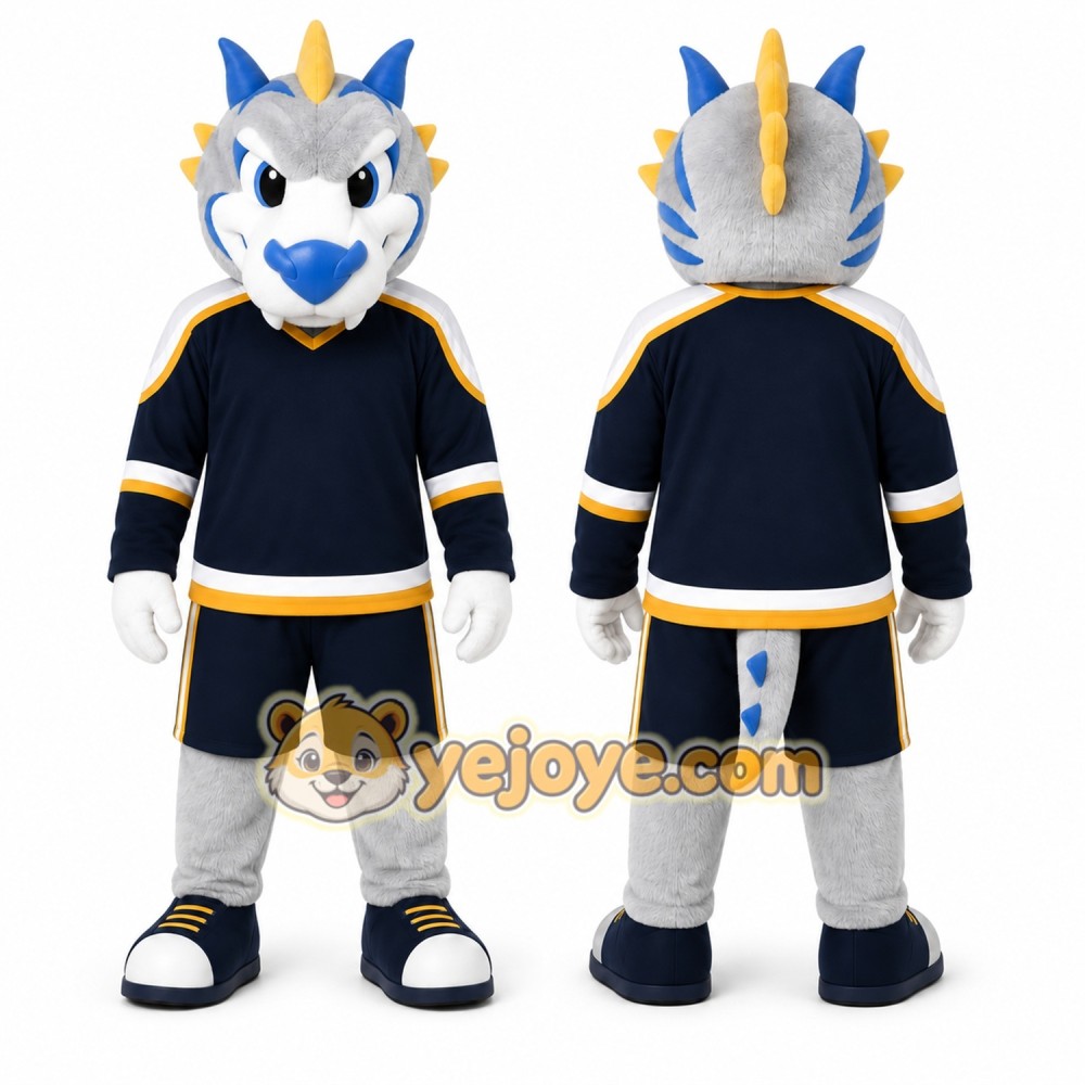Gray Dragon Mascot Costume for Sports Events