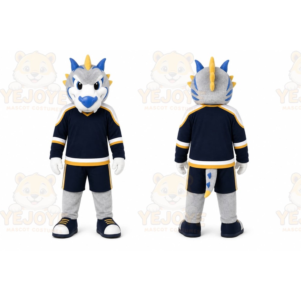 Gray Dragon Mascot Costume for Sports Events
