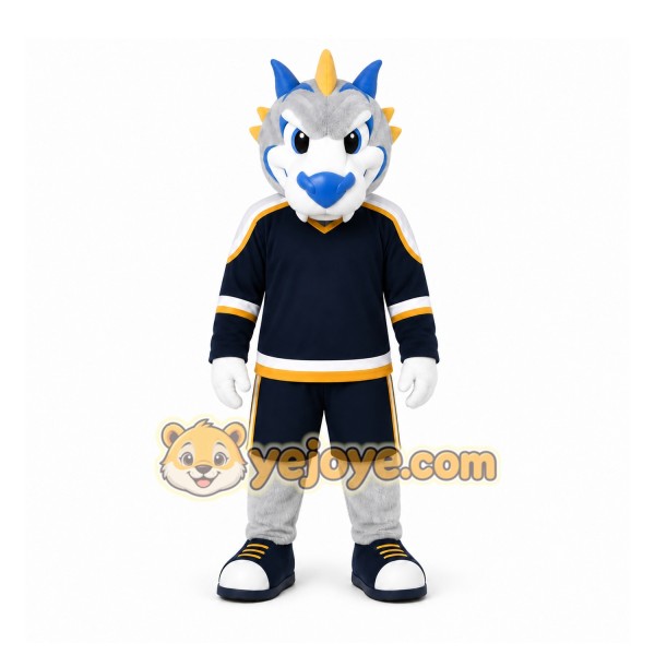Gray Dragon Mascot Costume for Sports Events