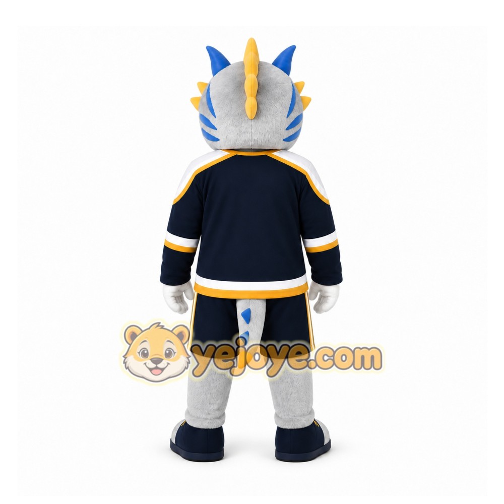 Gray Dragon Mascot Costume for Sports Events