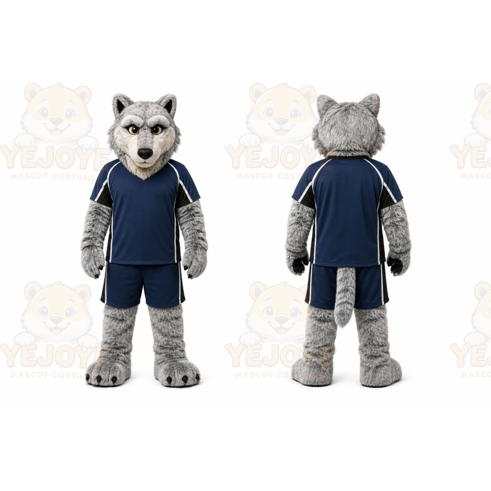 Gray Wolf Mascot Costume for Sports Events