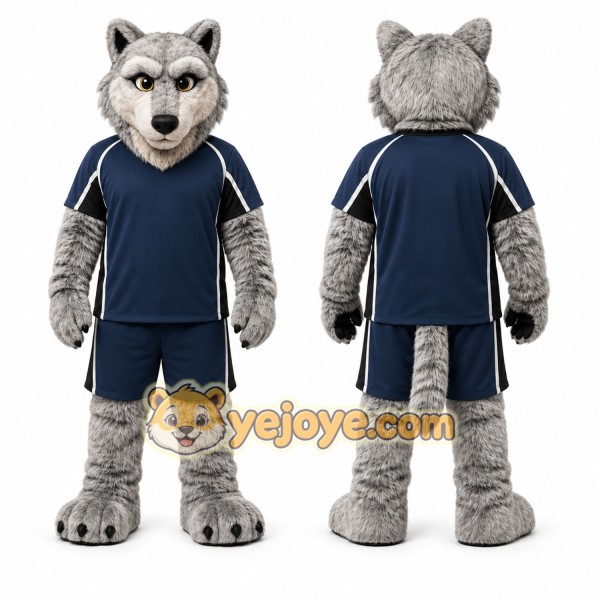 Gray Wolf Mascot Costume for Sports Events