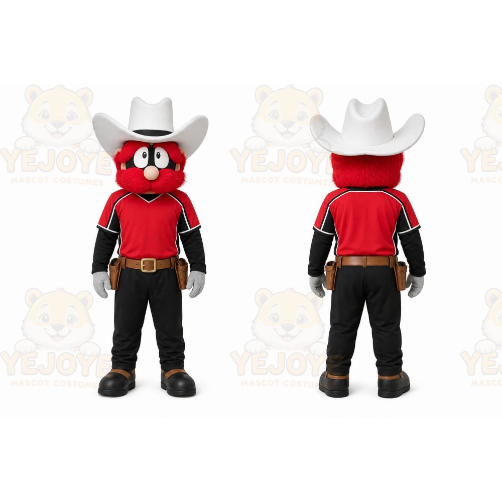 Red Bird With Cowboy Hat Mascot Costume for Sports Events