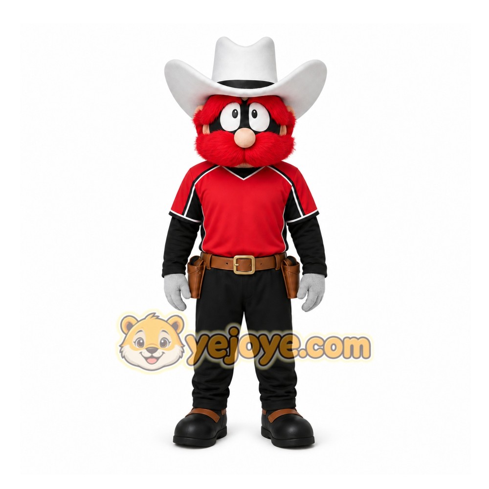 Red Bird With Cowboy Hat Mascot Costume for Sports Events