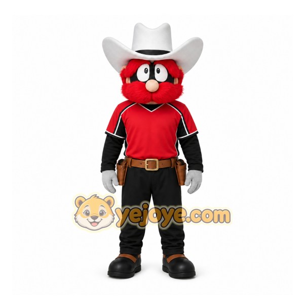Red Bird With Cowboy Hat Mascot Costume for Sports Events