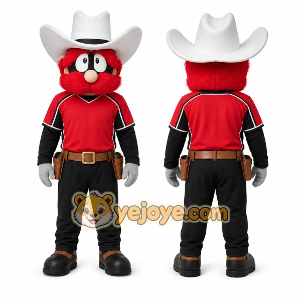 Red Bird With Cowboy Hat Mascot Costume for Sports Events