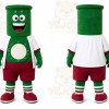 Green Cylindrical Robot Mascot Costume for Events and Promotions