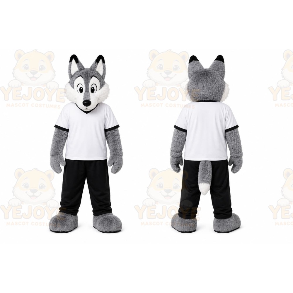 Gray Wolf Mascot Costume for Sports Events