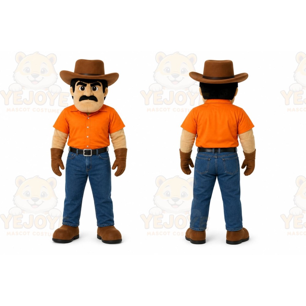 Orange Cowboy Mascot Costume for Events and Promotions