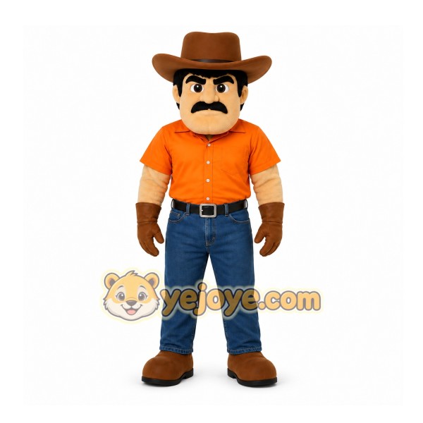 Orange Cowboy Mascot Costume for Events and Promotions