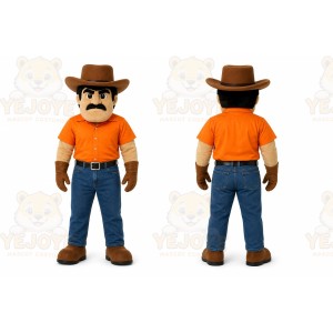 Orange Cowboy Mascot Costume for Events and Promotions
