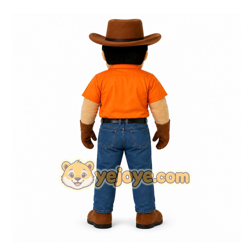 Orange Cowboy Mascot Costume for Events and Promotions