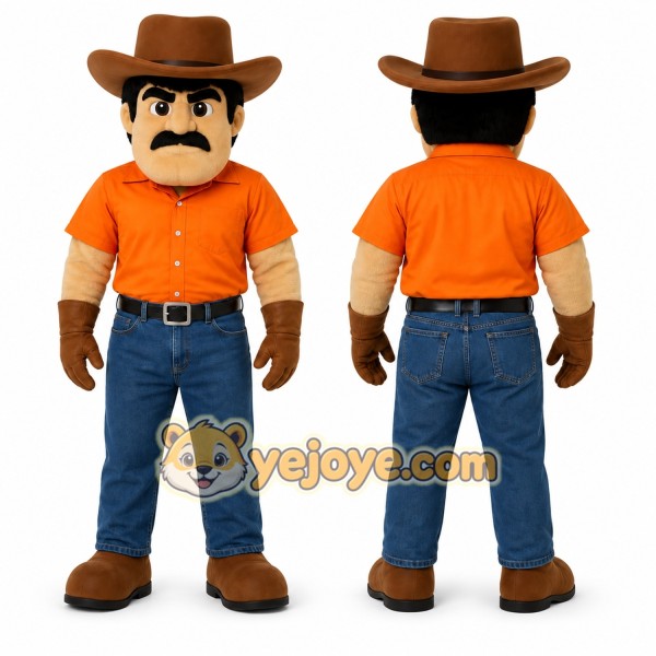 Orange Cowboy Mascot Costume for Events and Promotions