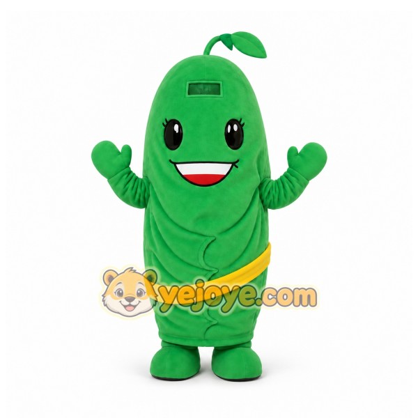 Green Pickle Mascot Costume for Events and Promotions