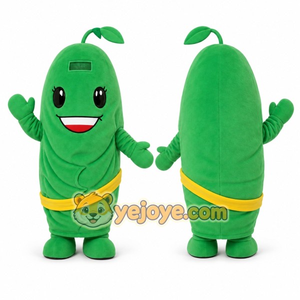 Green Pickle Mascot Costume for Events and Promotions