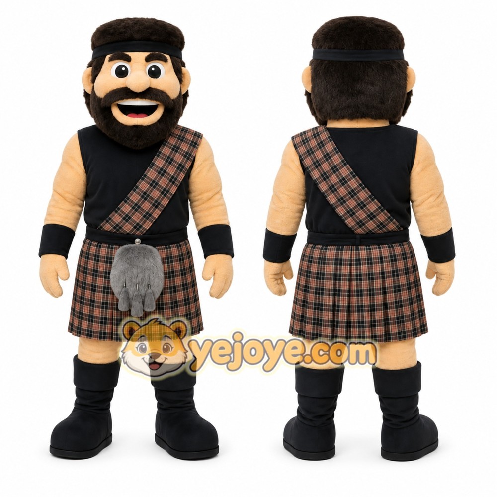 Brown Scottish Man Mascot Costume for Events and Promotions Brown Scottish Man Mascot Costume for Events and Promotions
