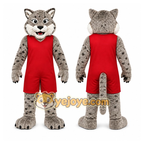 Gray Bobcat Mascot Costume for School Events