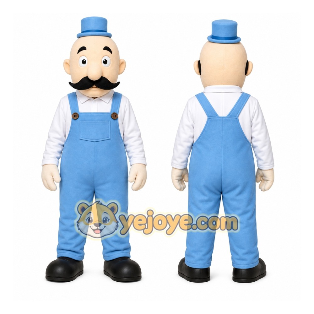 Blue Man With Mustache Mascot Costume for Corporate Events Blue Man With Mustache Mascot Costume for Corporate Events