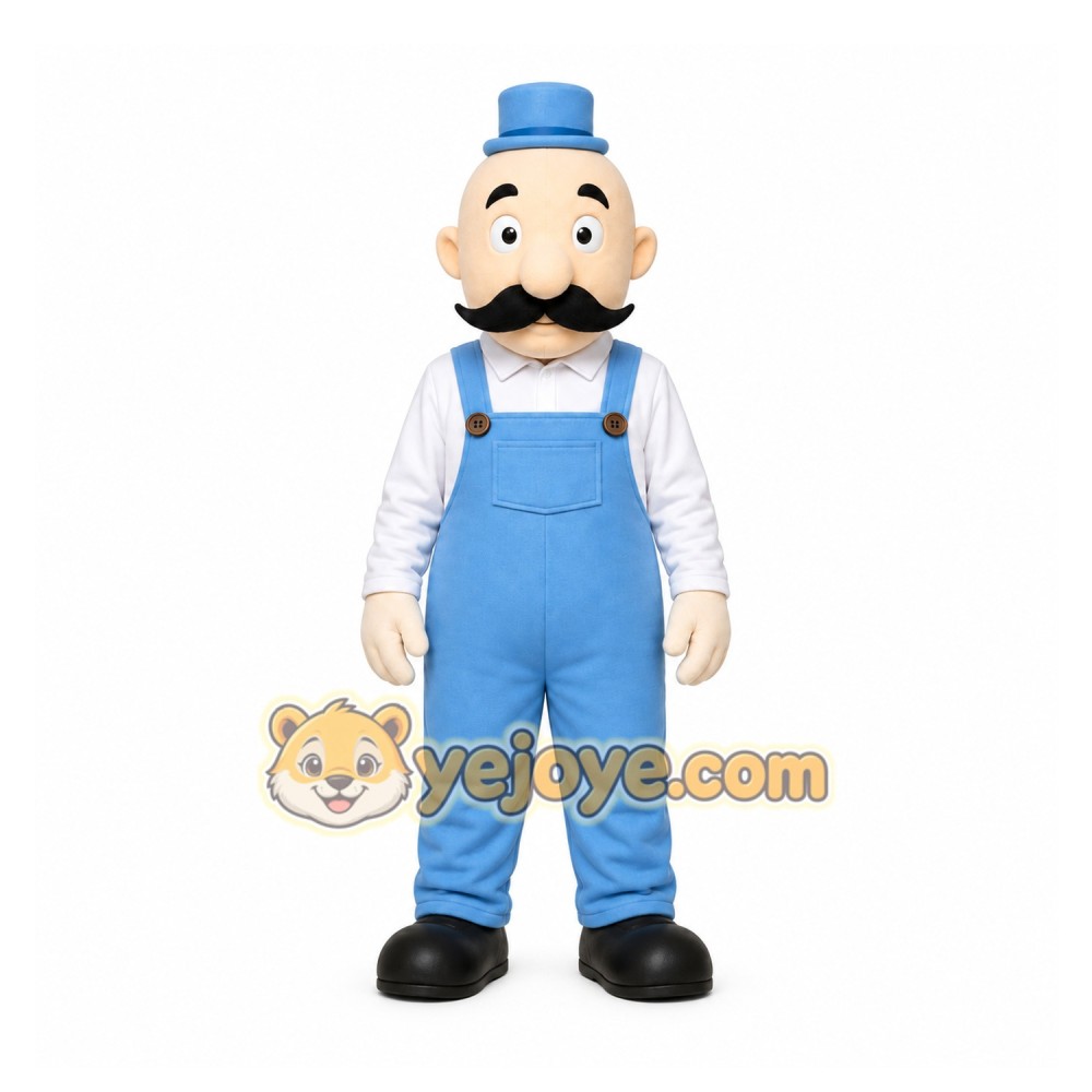 Blue Man With Mustache Mascot Costume for Corporate Events Blue Man With Mustache Mascot Costume for Corporate Events