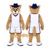 Brown Wildcat With Hat Mascot Costume for Sports Events Brown Wildcat With Hat Mascot Costume for Sports Events