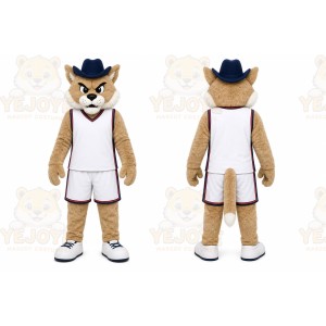 Brown Wildcat With Hat Mascot Costume for Sports Events