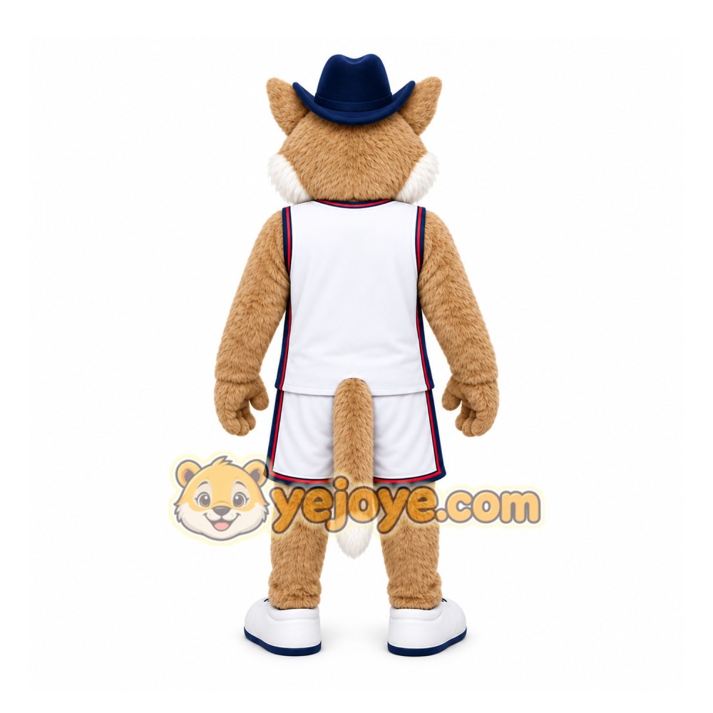Brown Wildcat With Hat Mascot Costume for Sports Events Brown Wildcat With Hat Mascot Costume for Sports Events