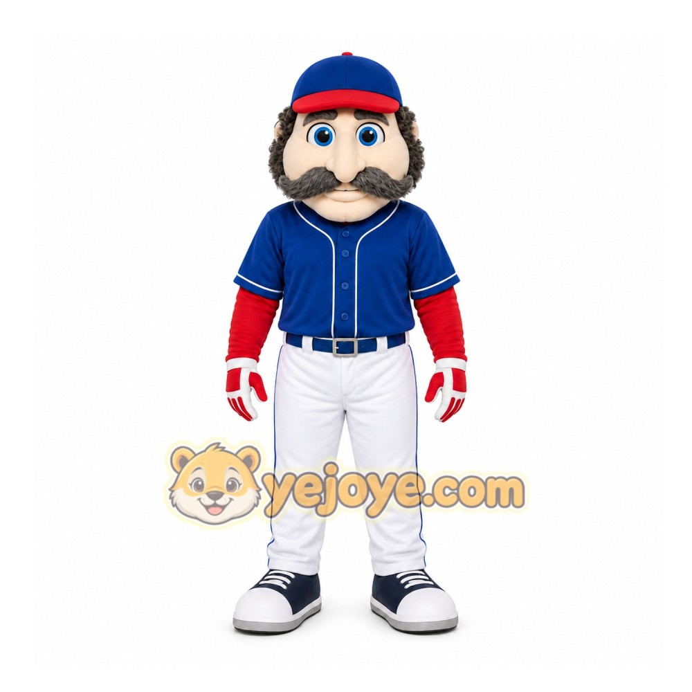 Blue Baseball Player Mascot Costume for Sports Events Blue Baseball Player Mascot Costume for Sports Events