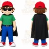 Green Boy With Cap And Cape Mascot Costume for Events and Promotions