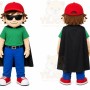Green Boy With Cap And Cape Mascot Costume for Events and Promotions
