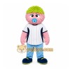 Pink Furry Baby Creature With Green Hair Mascot Costume for Events and Promotions