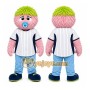 Pink Furry Baby Creature With Green Hair Mascot Costume for Events and Promotions
