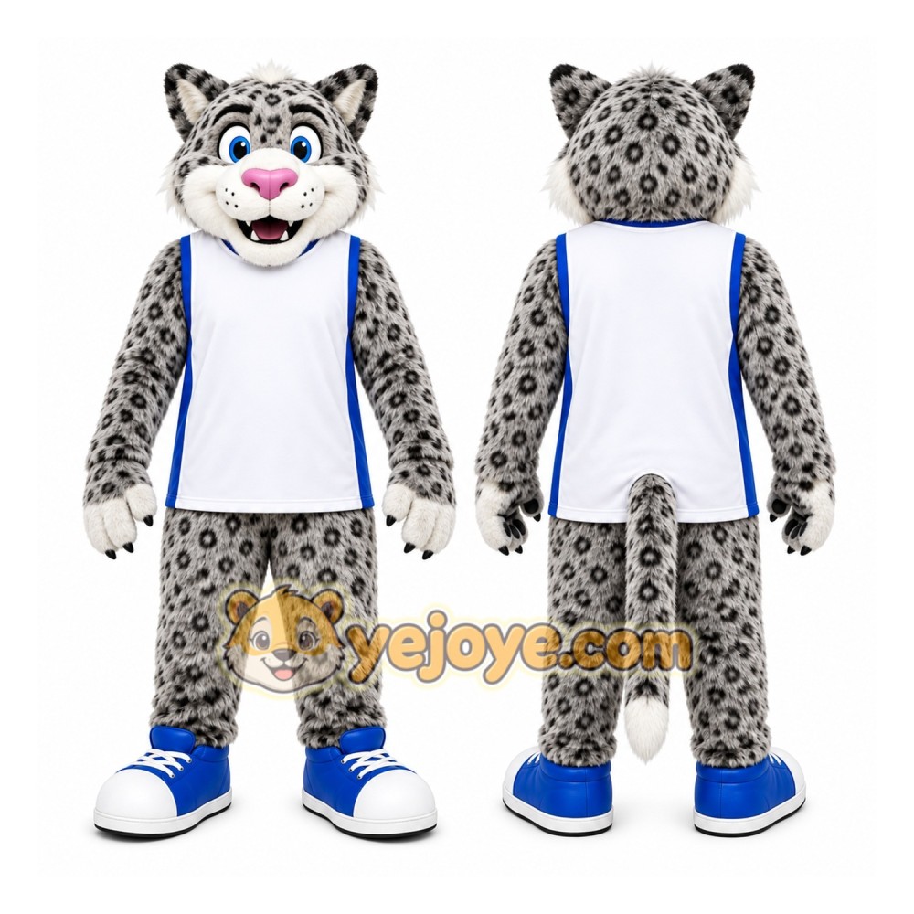 Gray Leopard Mascot Costume for Sports Events Gray Leopard Mascot Costume for Sports Events