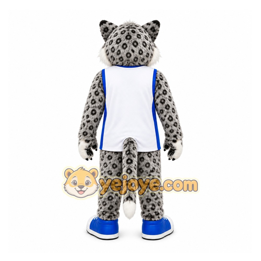 Gray Leopard Mascot Costume for Sports Events Gray Leopard Mascot Costume for Sports Events