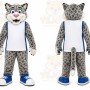 Gray Leopard Mascot Costume for Sports Events