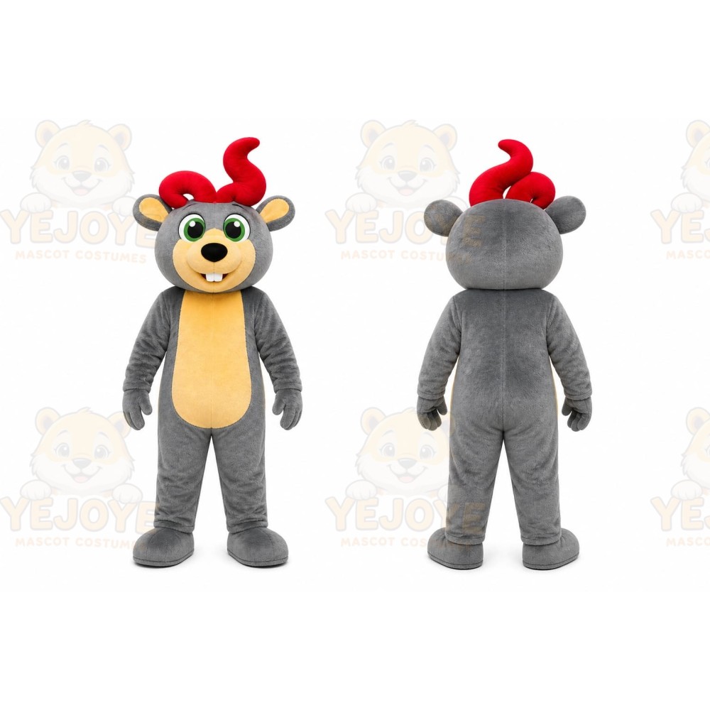 Gray Antlered Animal Mascot Costume for Events and Promotions