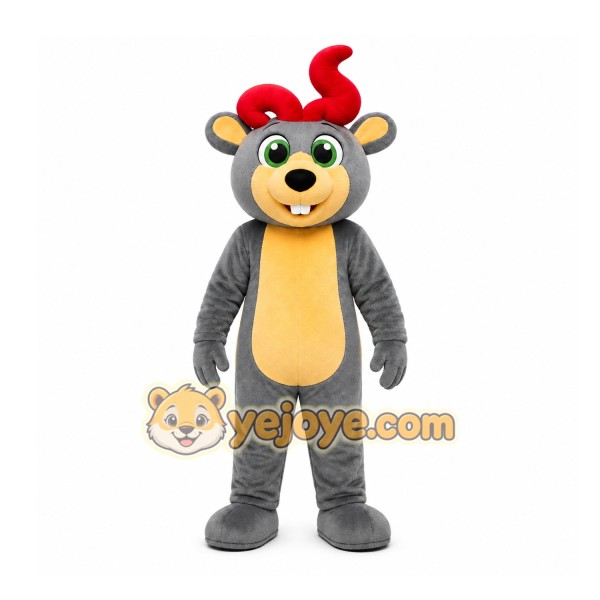 Gray Antlered Animal Mascot Costume for Events and Promotions