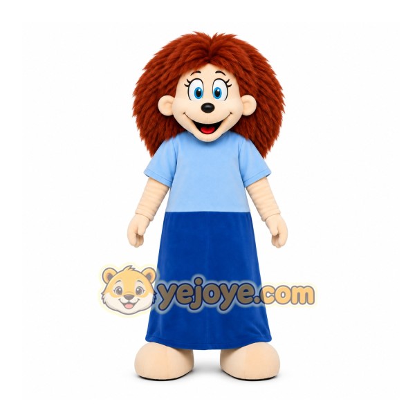 Blue Girl With Long Hair Mascot Costume for Children's Events