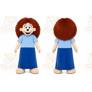 Blue Girl With Long Hair Mascot Costume for Children's Events