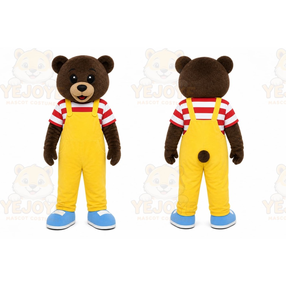 Yellow Bear In Overalls Mascot Costume for Children's Events