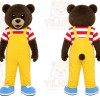 Yellow Bear In Overalls Mascot Costume for Children's Events