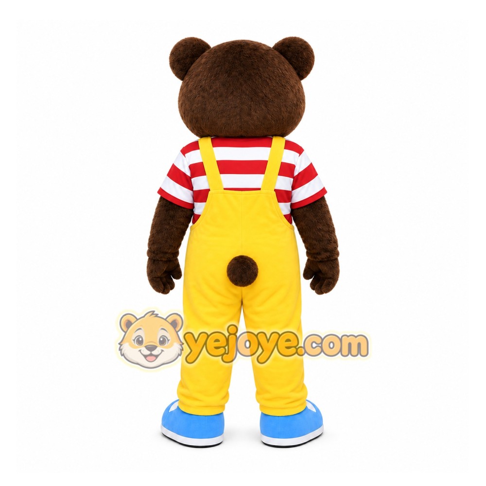 Yellow Bear In Overalls Mascot Costume for Children's Events Yellow Bear In Overalls Mascot Costume for Children's Events