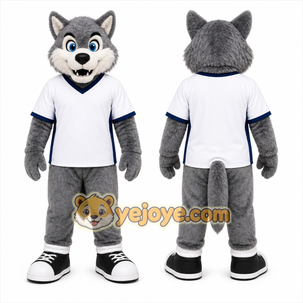 Gray Wolf Mascot Costume for Sports Events Gray Wolf Mascot Costume for Sports Events