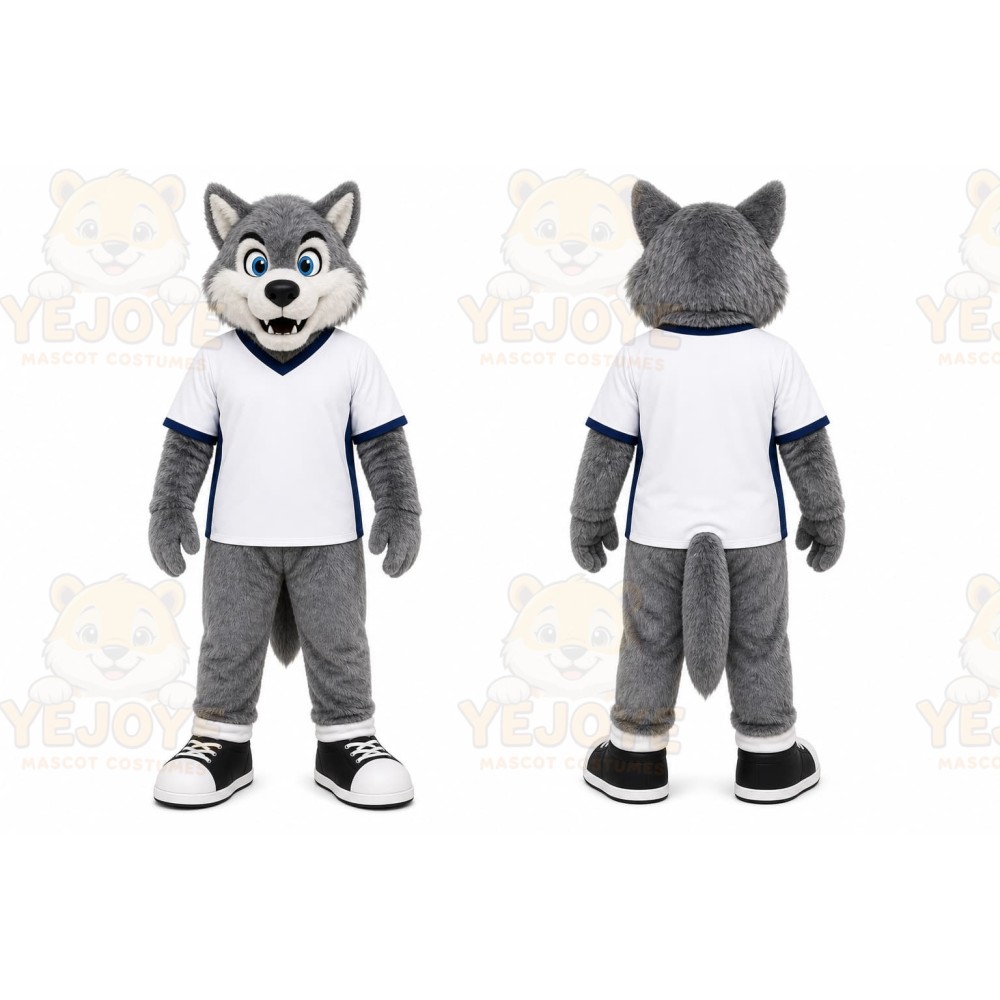 Gray Wolf Mascot Costume for Sports Events