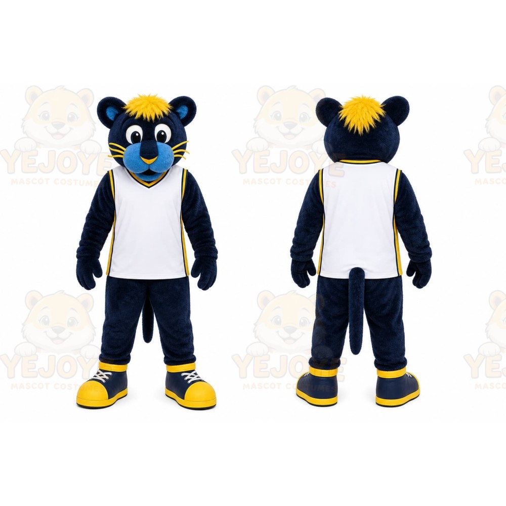 Blue Big Cat Mascot Costume for Sports Events